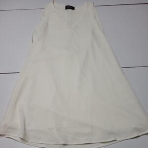 For Sienna Dress Womens M Cream V Neck‎ Pullover Cape Cut Sheer Back Sleeveless